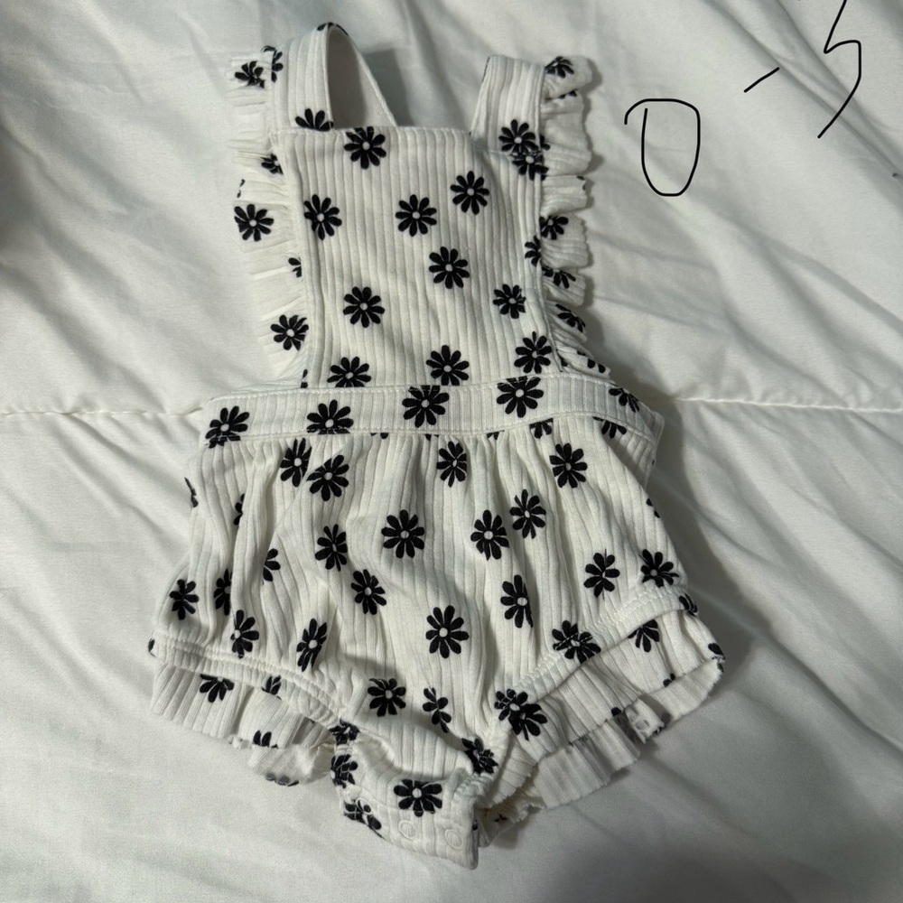 Floral Ruffle Kids Bottoms - Black and White